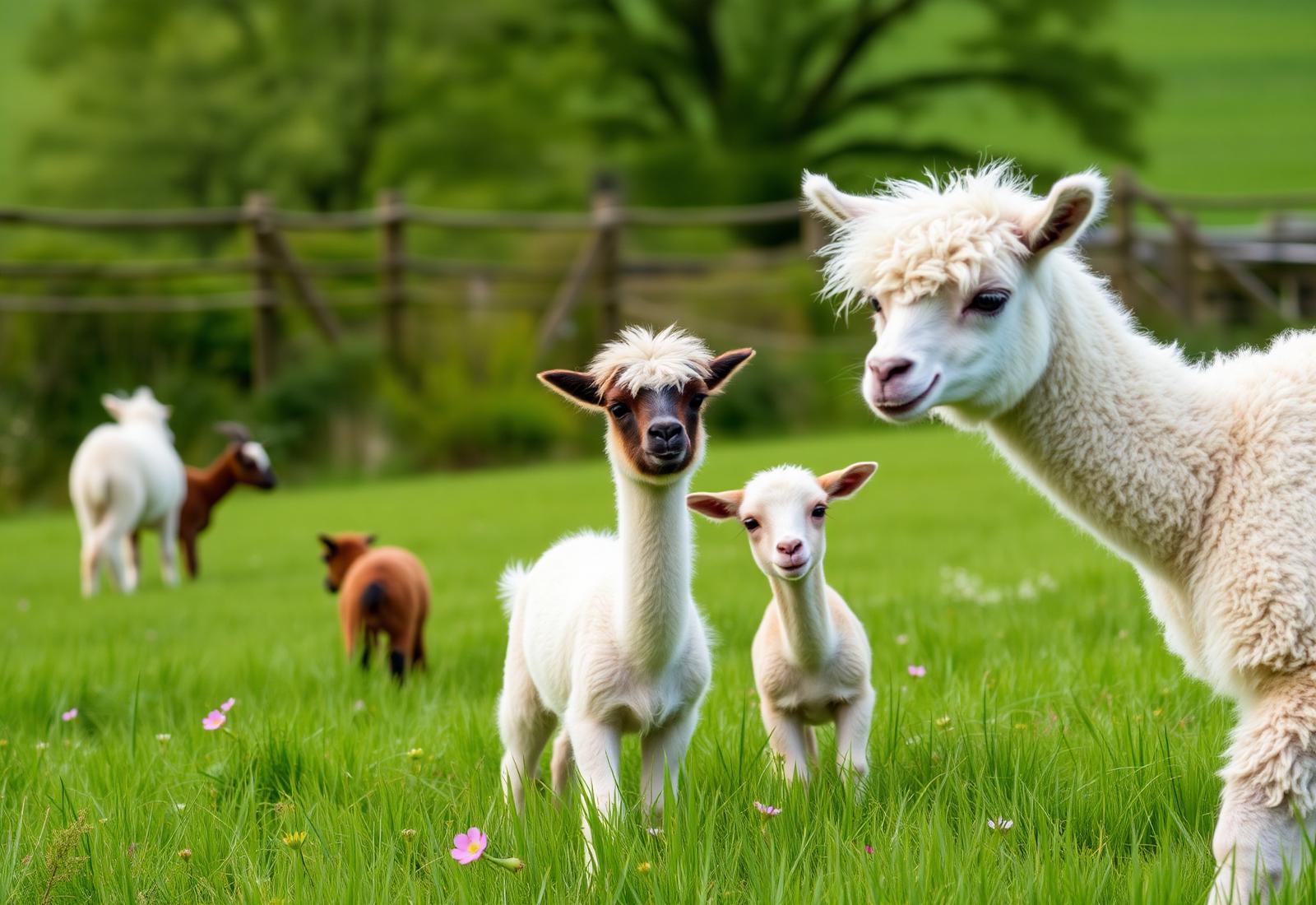 Alpacas and goats